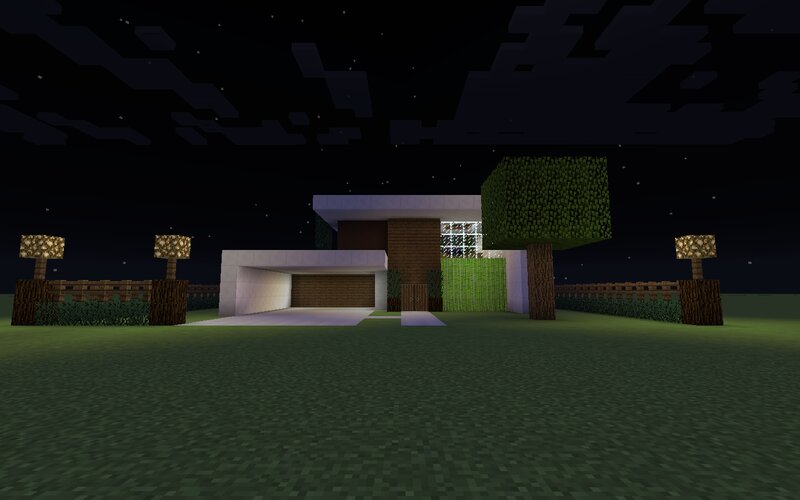 Modern House in Minecraft — Green, Calm, Night