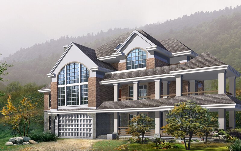 Modern house in mountain setting