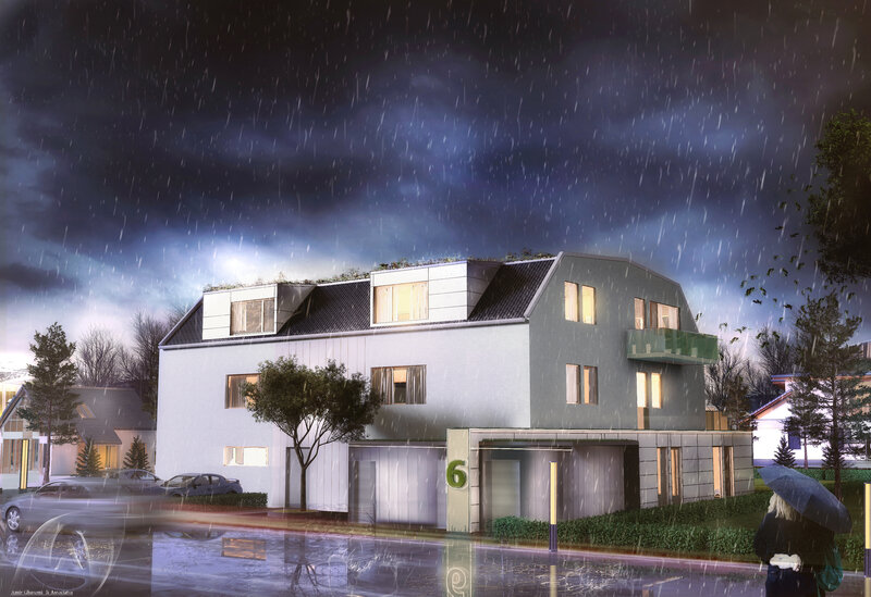 Modern House in Rain