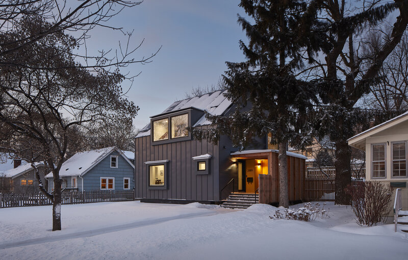 Modern House in Snow — Gray, Serene