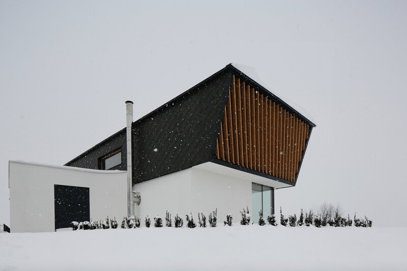 Modern House in Snow — White, Cold