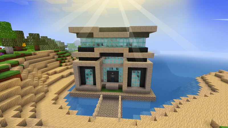 Modern House on Beach — Blue, Serene