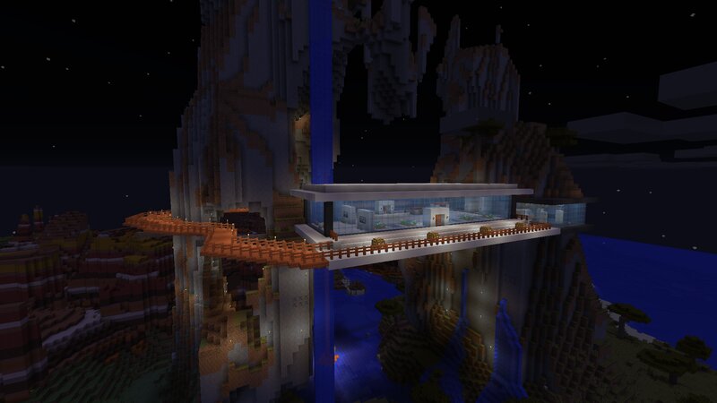 Modern House on Cliff — Blue, Dramatic, Night