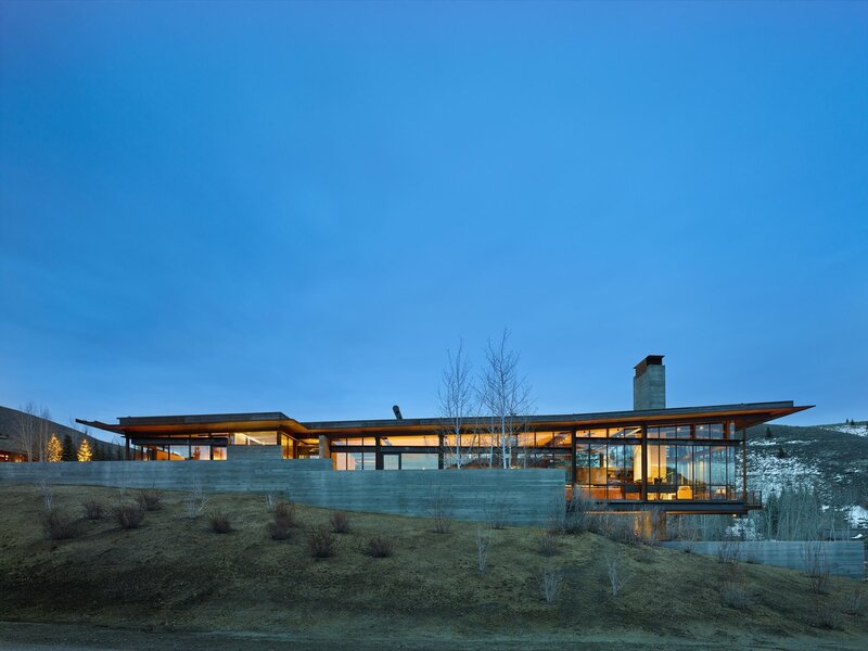 Modern House on Hillside — Blue, Serene