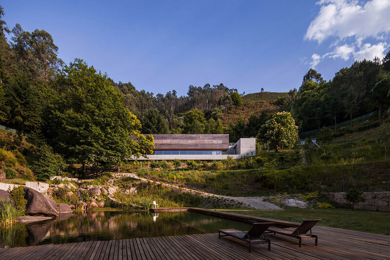 Modern House on Hillside — Blue