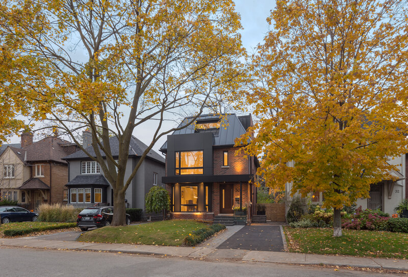Modern House with Autumn Trees