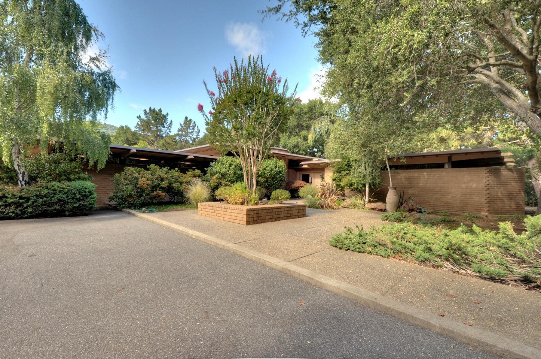 Modern house with brick landscaping