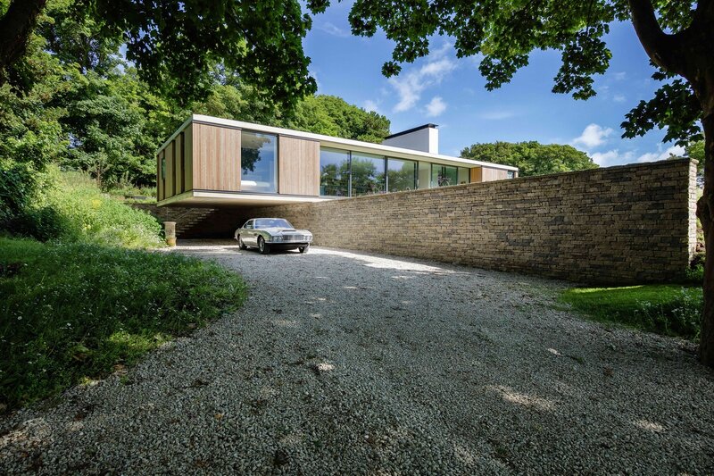 Modern House with Car — Green, Serene