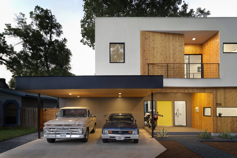 Modern House with Cars — White