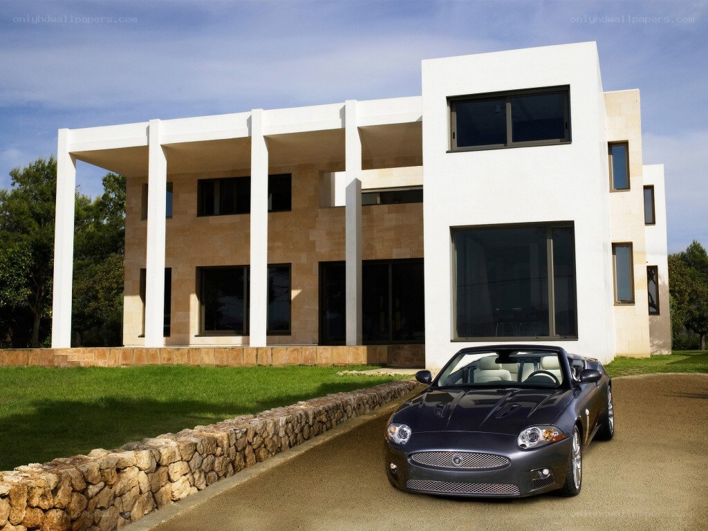 Modern house with convertible car