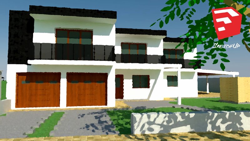 Modern House with Garage — White