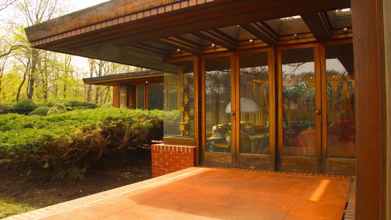 modern house with glass doors