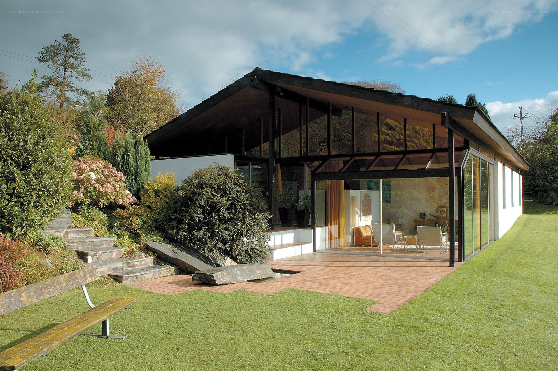 Modern house with glass walls