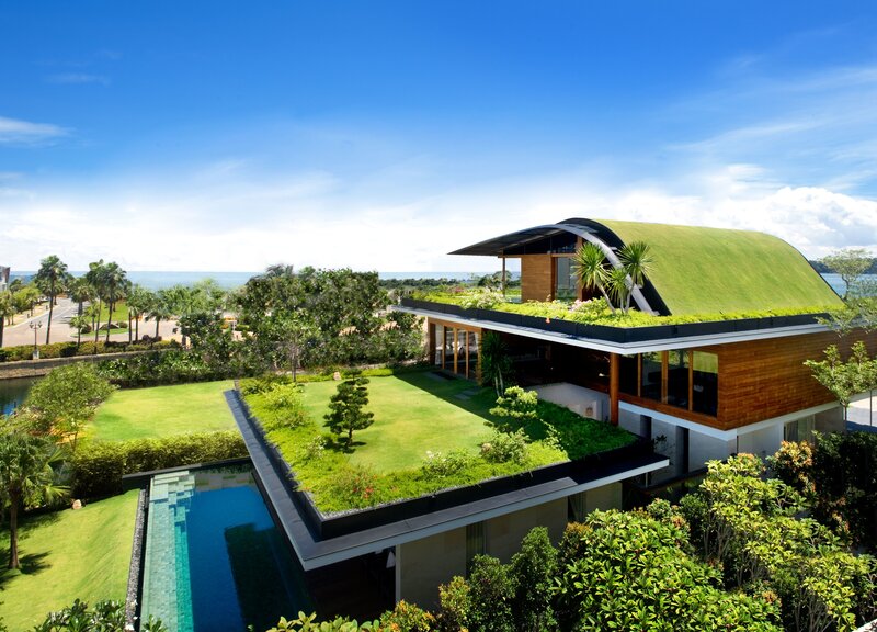 Modern House with Green Roof — Serene