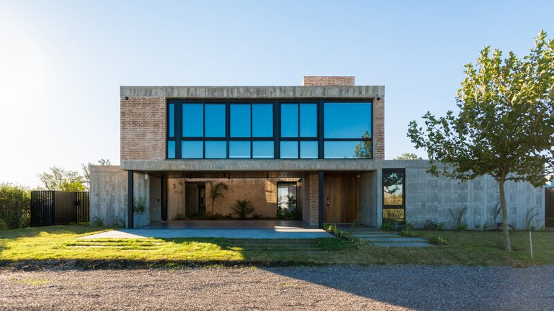 Modern House with Large Windows — Blue