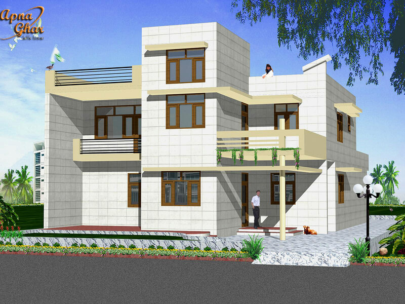 Modern House with People
