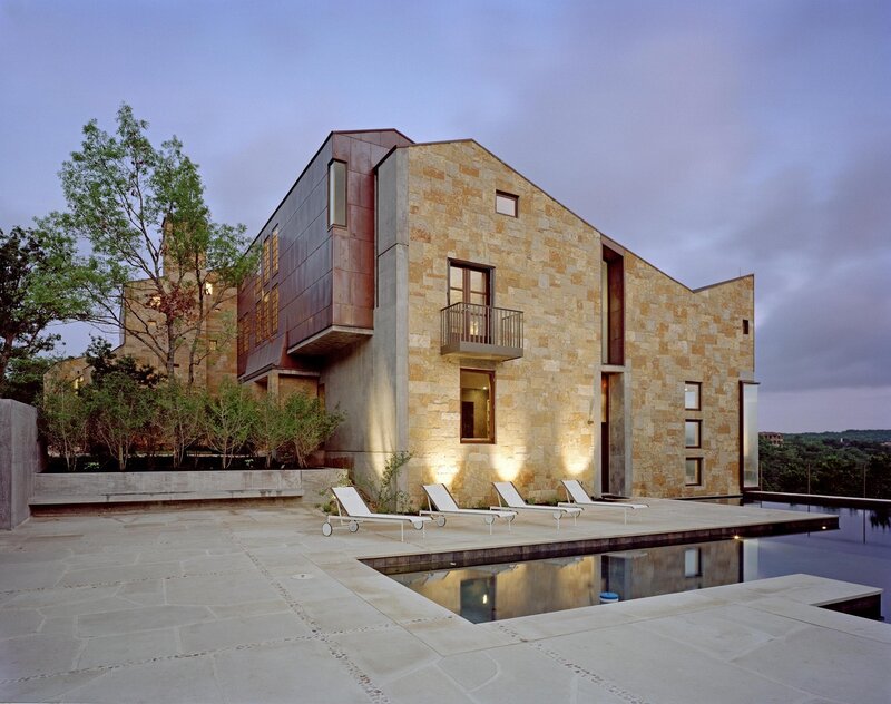 Modern house with pool and stone facade