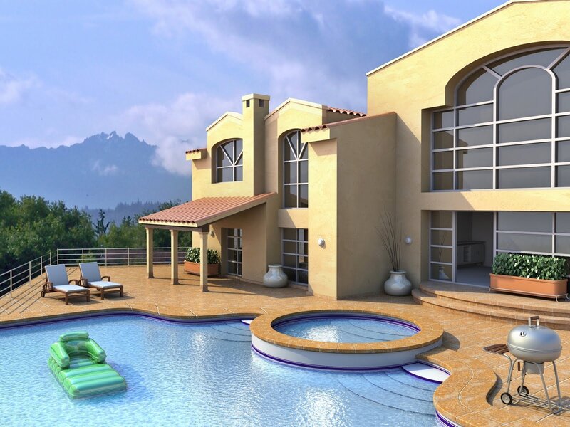 Modern House with Pool — Beige