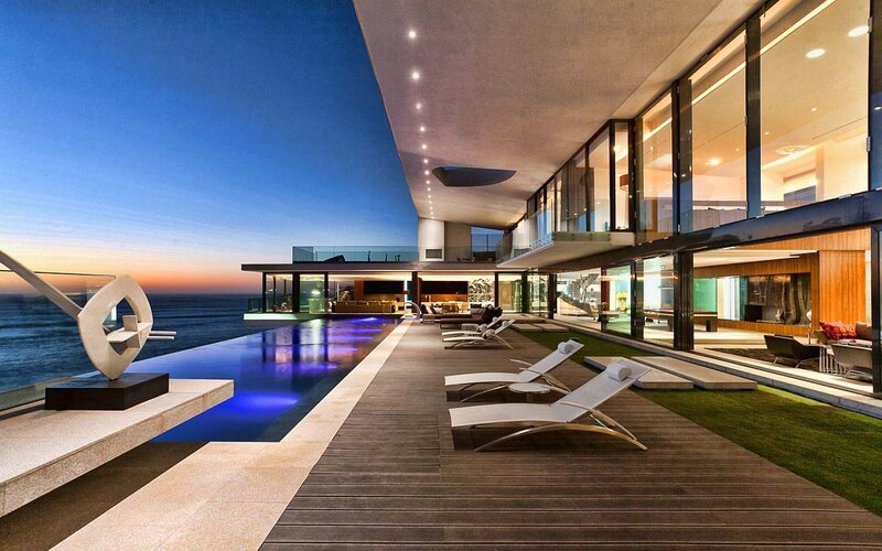 Modern House with Pool — Blue, Serene, Sunset