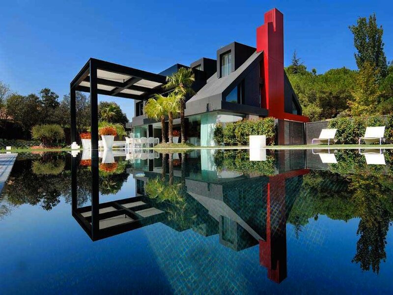 Modern House with Pool — Blue, Serene