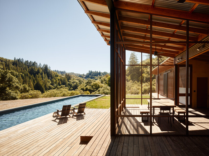 Modern House with Pool — Brown, Serene