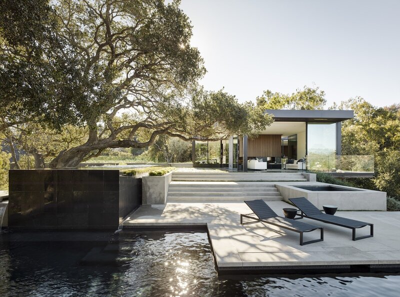 Modern House with Pool — Gray, Serene, Afternoon