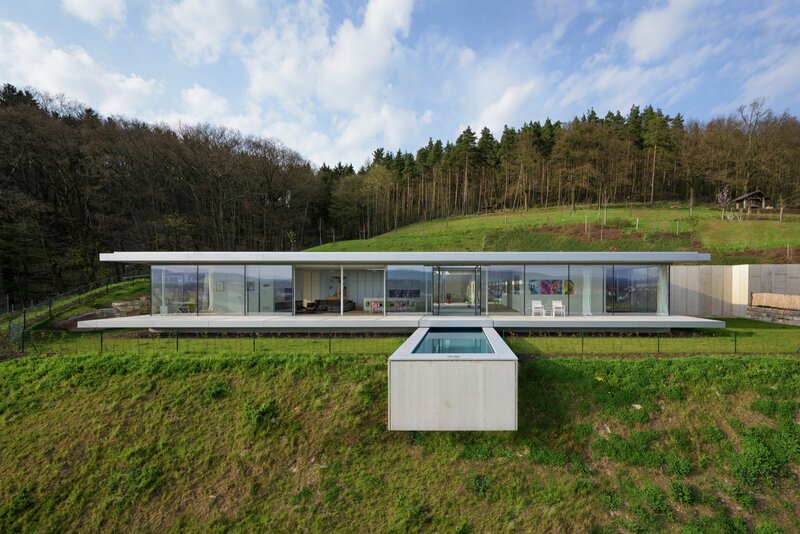 Modern House with Pool — Green, Serene, Afternoon