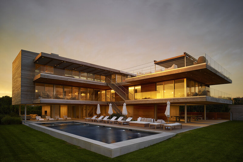 Modern House with Pool — Green, Serene, Sunset, 3d Render