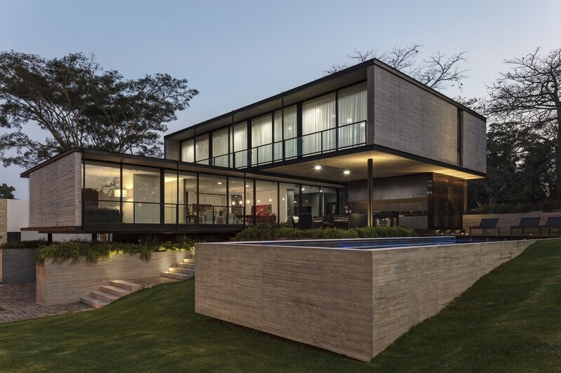 Modern House with Pool — Green, Serene, Sunset