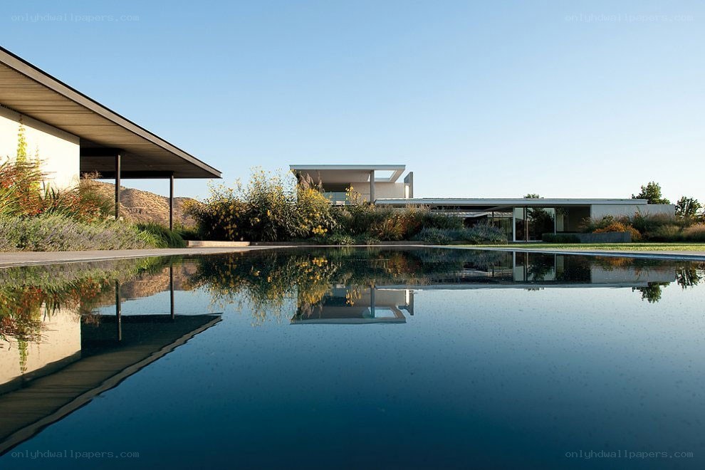 Modern house with reflecting pool