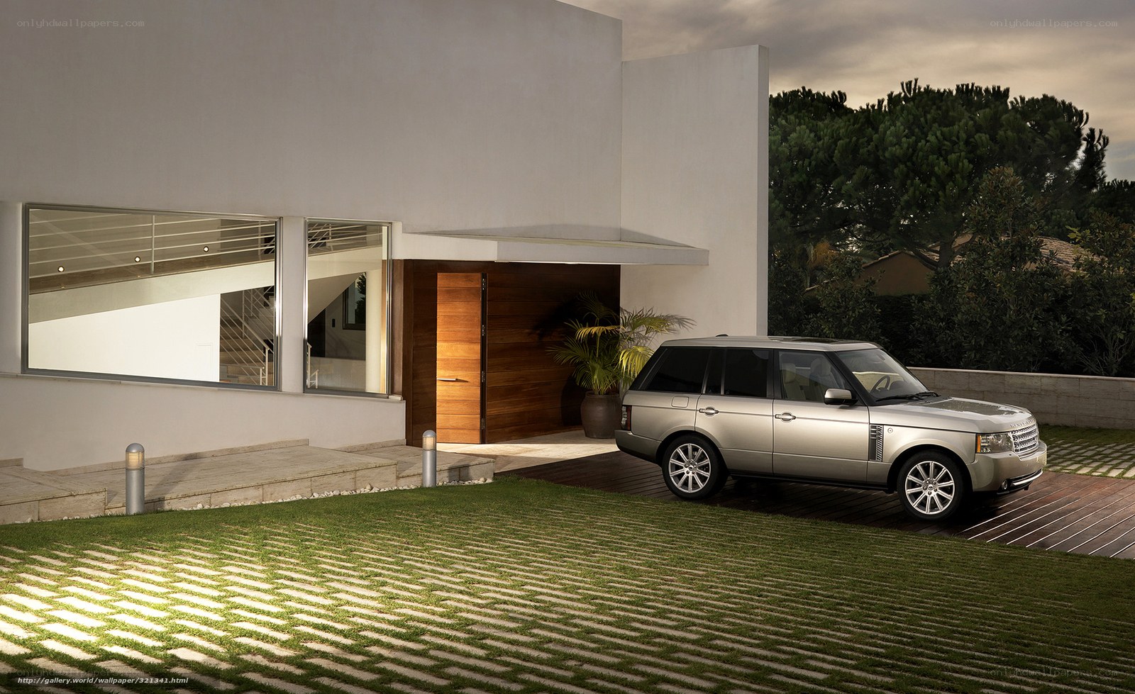Modern house with silver SUV