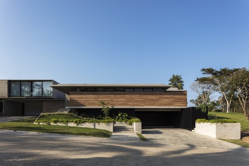Modern House with Wood Facade — Blue