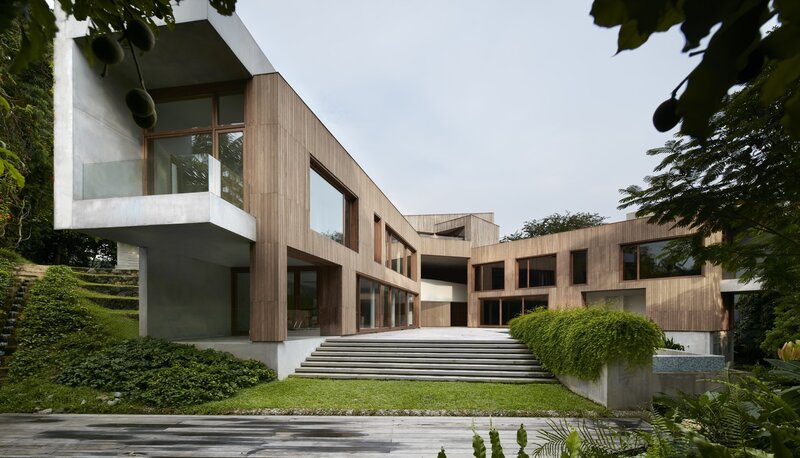 Modern House with Wood Facade — Brown