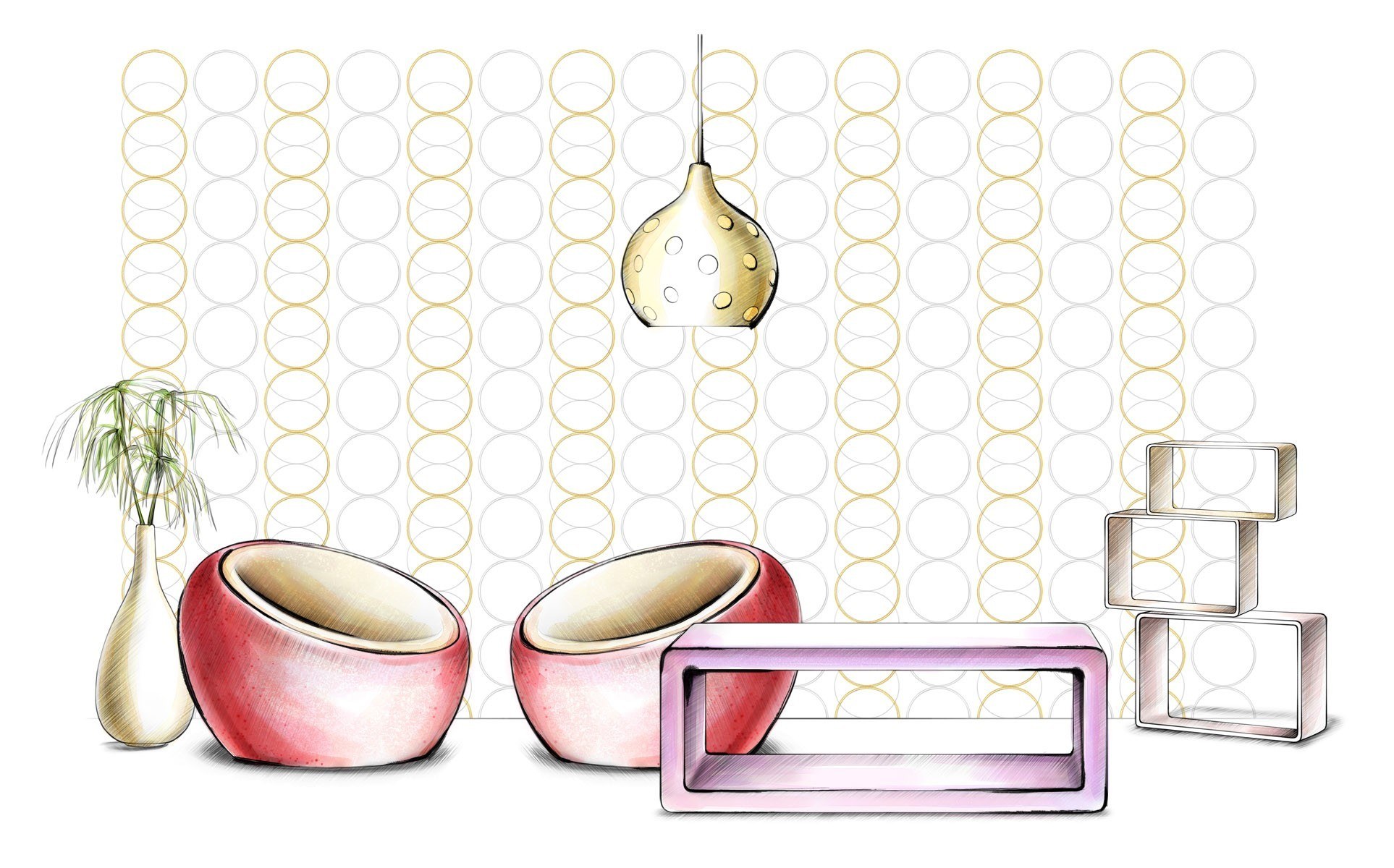 Modern interior design sketch