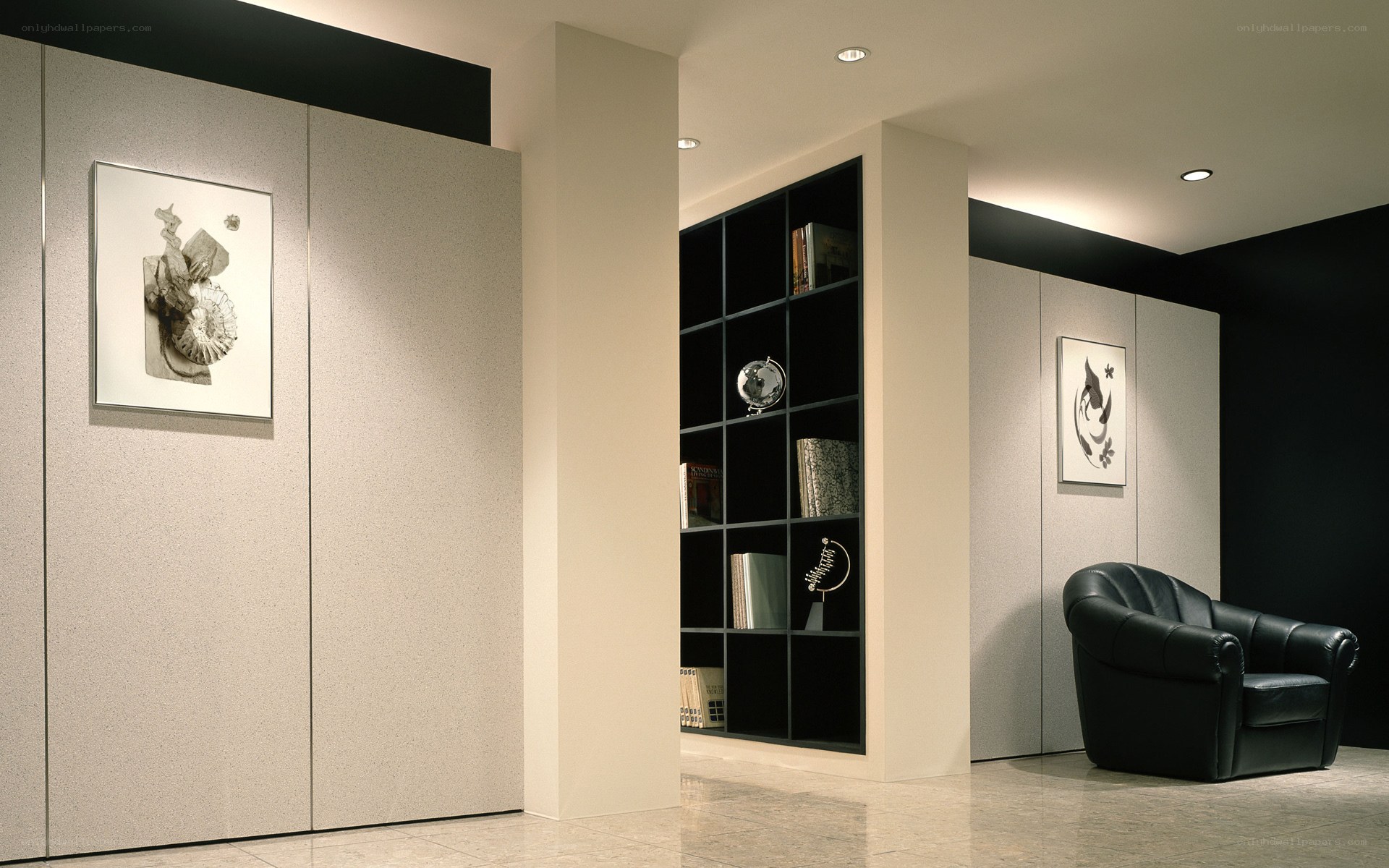 Modern interior with black and white decor