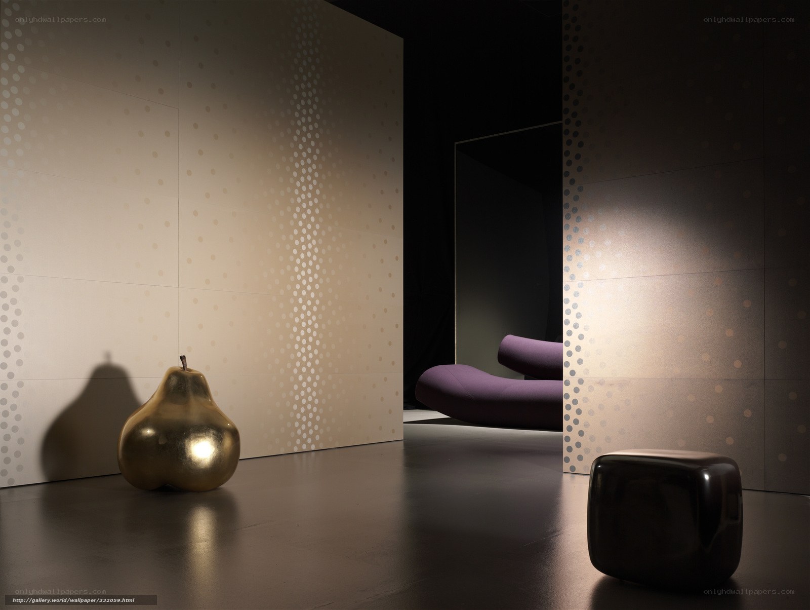 Modern interior with golden pear
