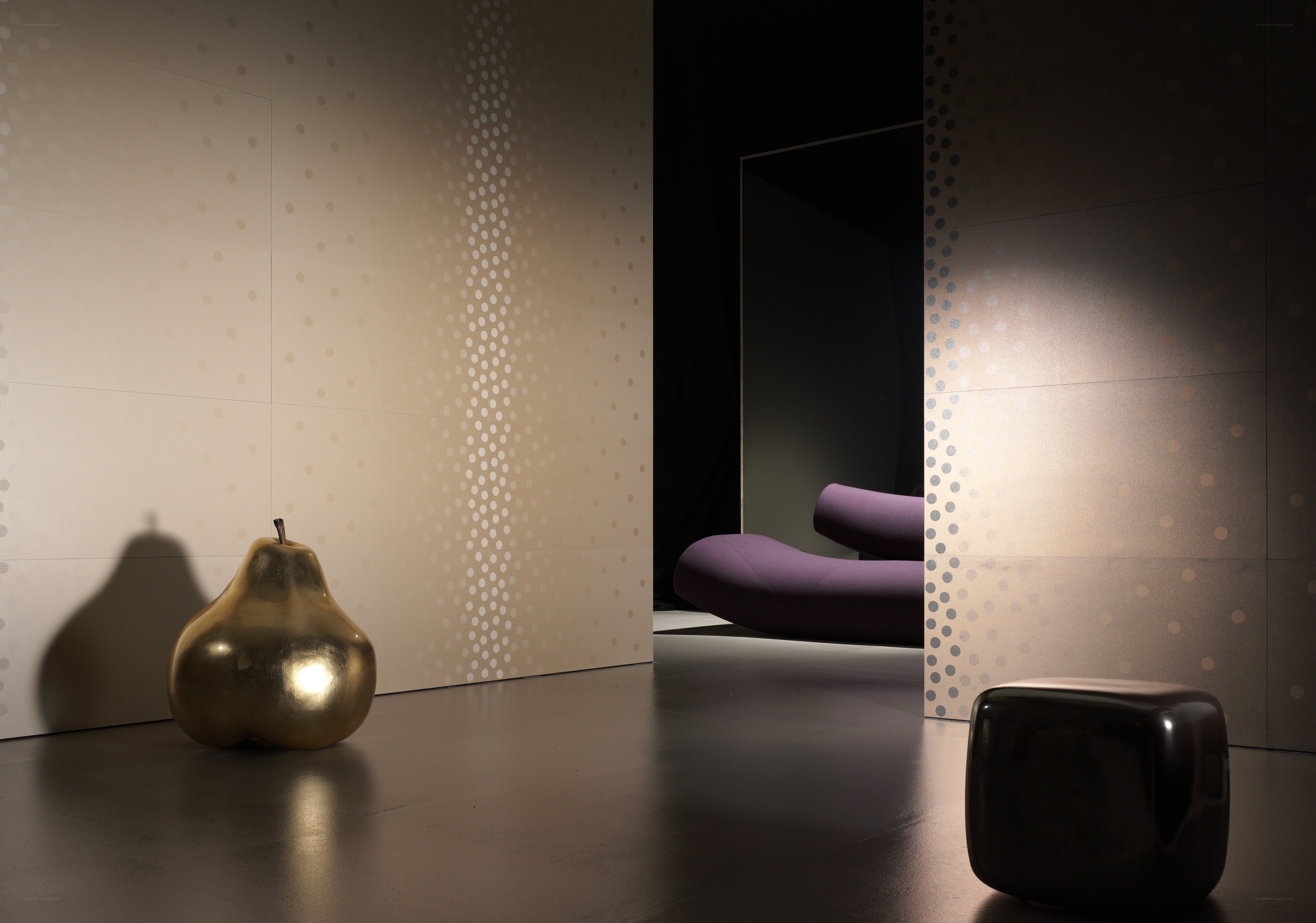 Modern interior with golden pear