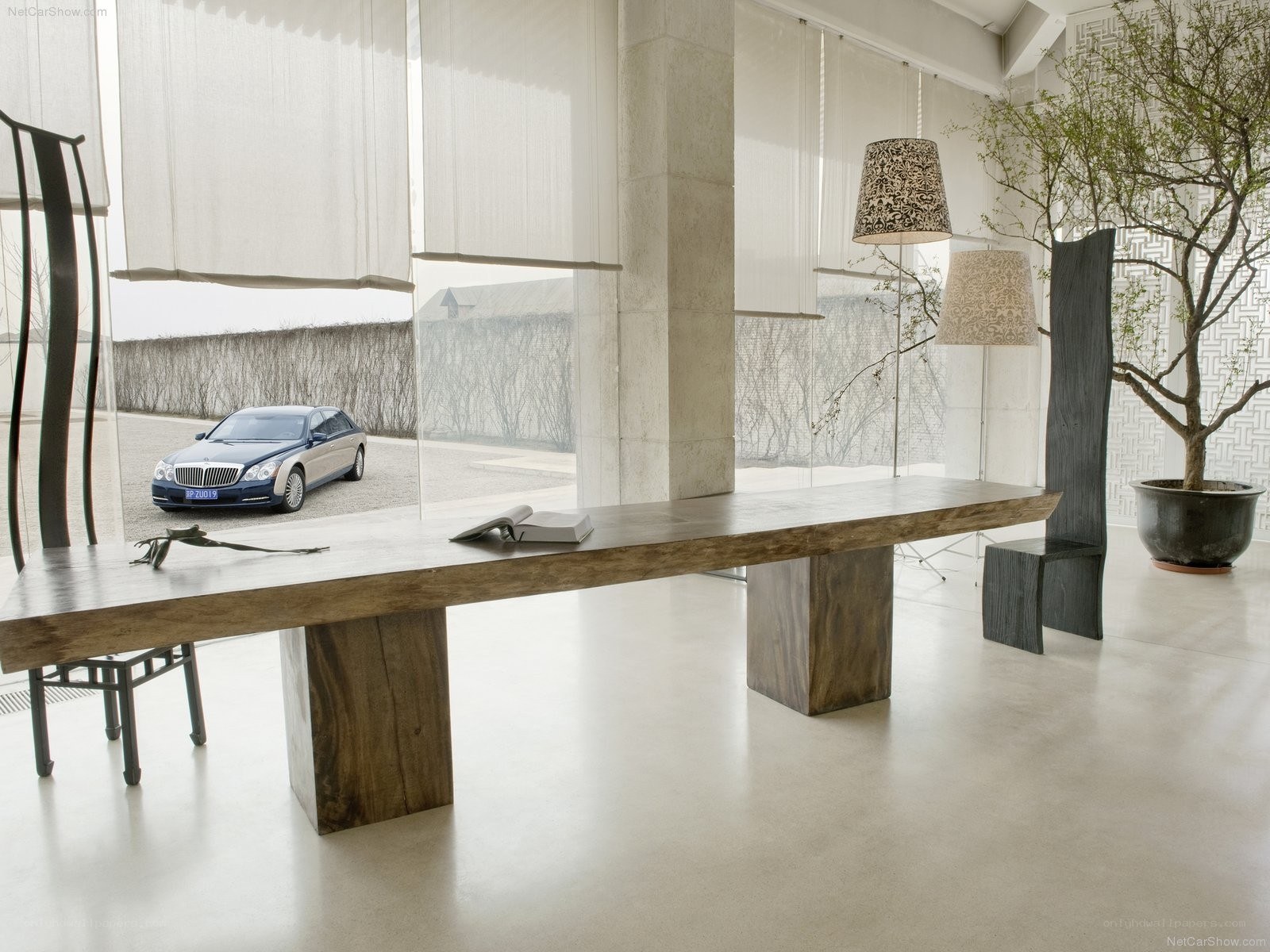 Modern interior with luxury car view