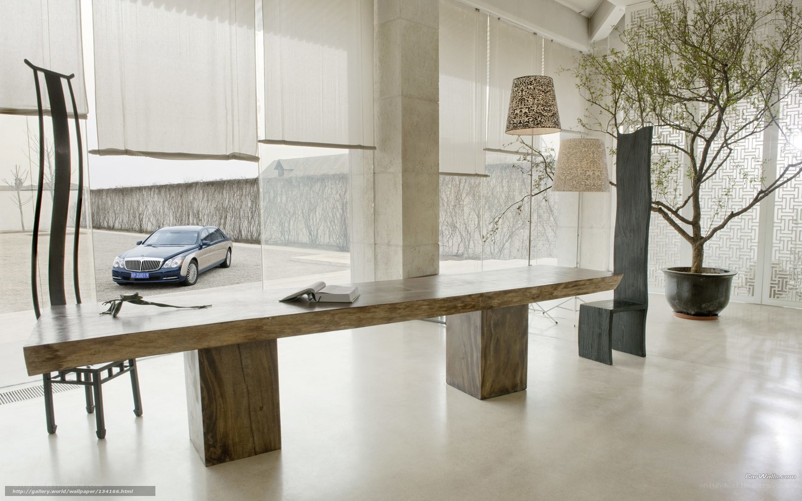 Modern interior with luxury car view