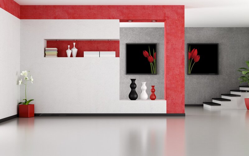 Modern Interior with Red Accents — Minimalist