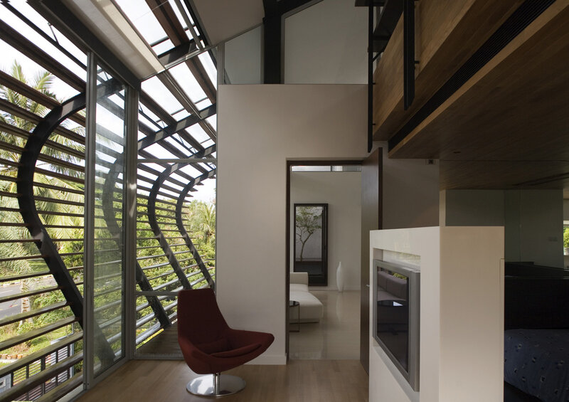 Modern interior with red chair