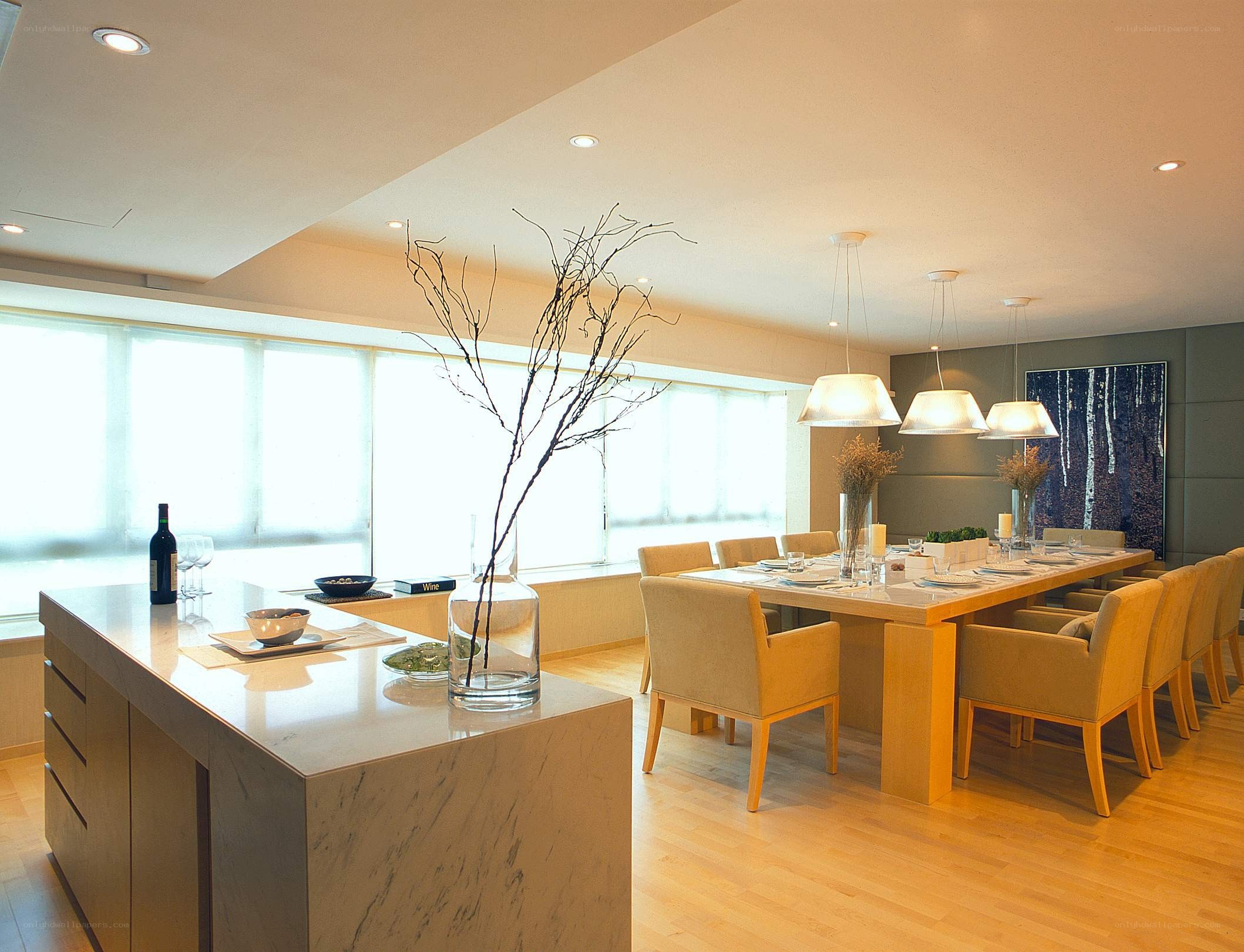 Modern kitchen and dining area