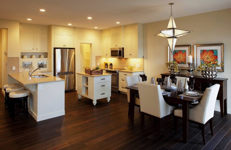 modern kitchen and dining area
