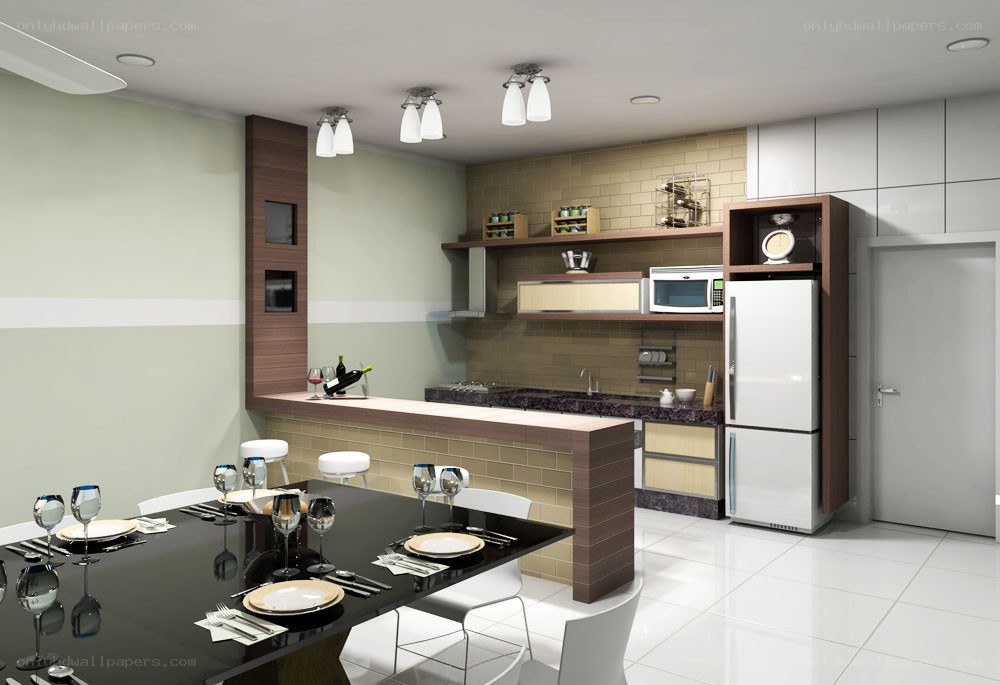 Modern kitchen and dining area