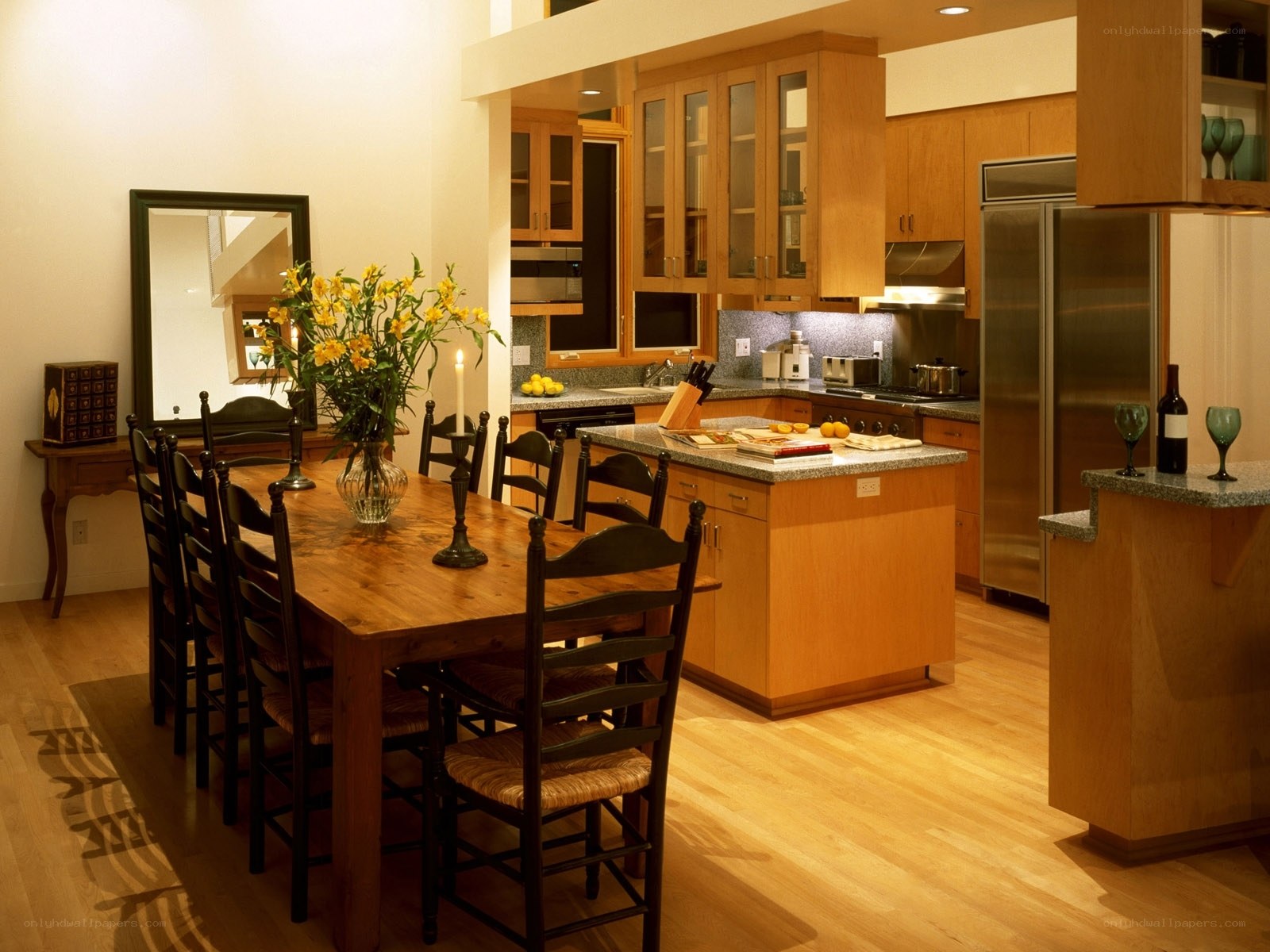Modern kitchen and dining area