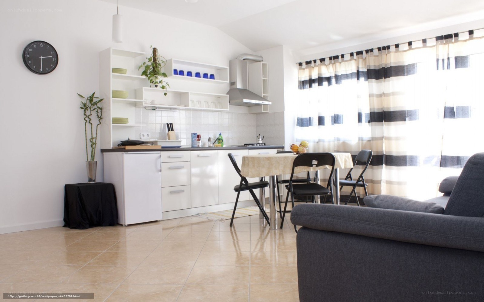 Modern kitchen and living area