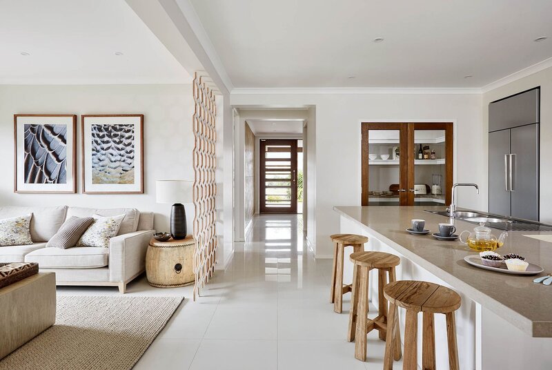 Modern Kitchen and Living Area — White, Serene