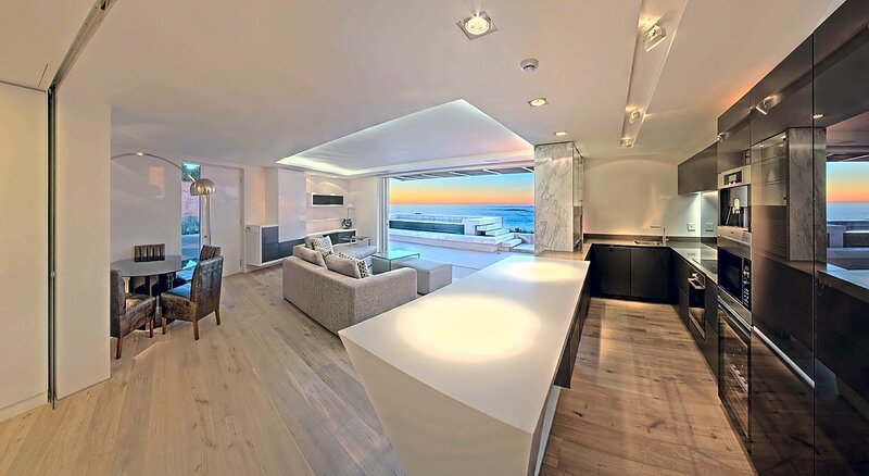 Modern Kitchen and Living Area — White