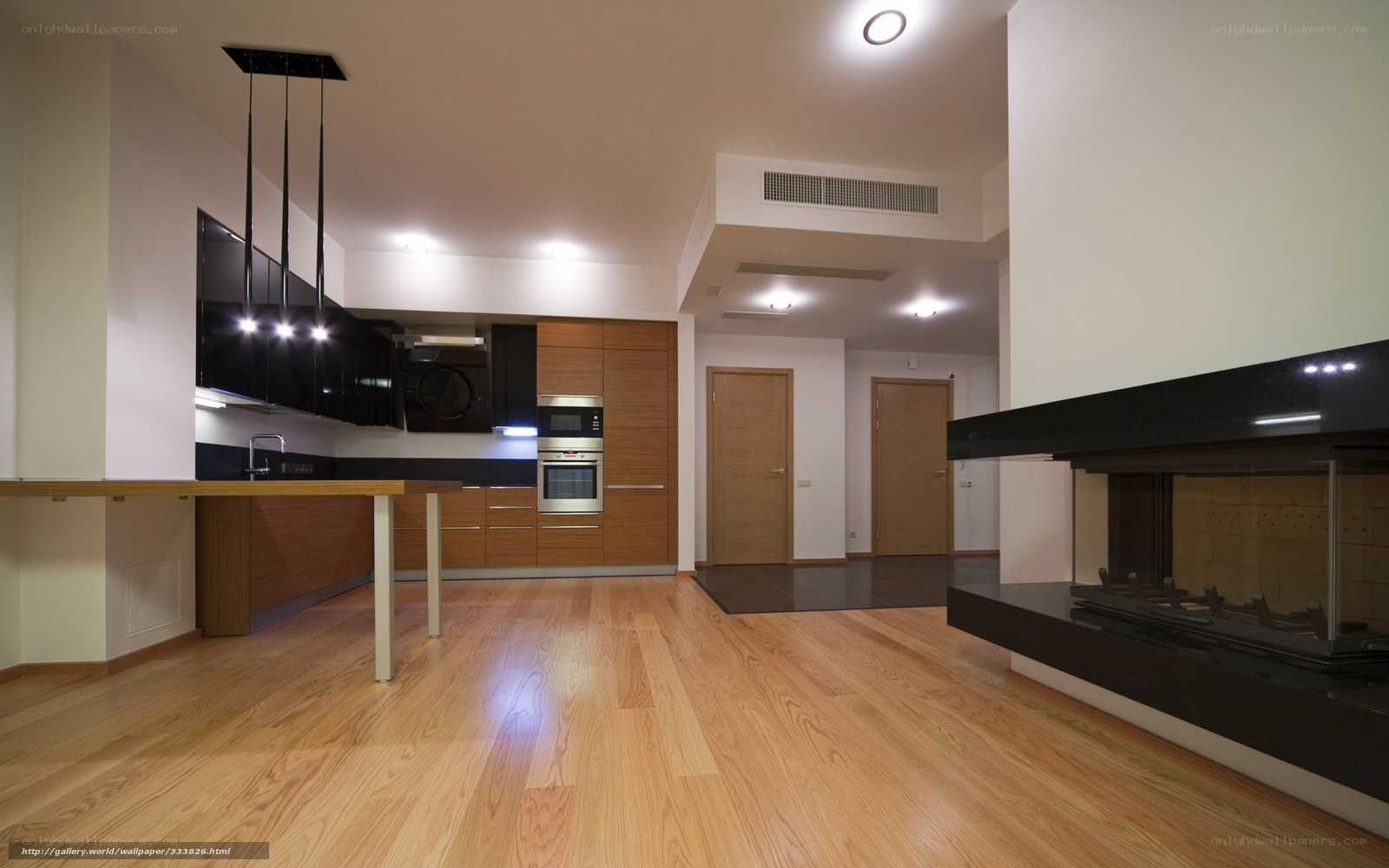 Modern kitchen and living space