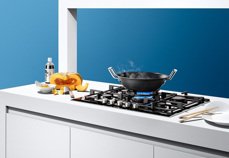 Modern kitchen cooking scene